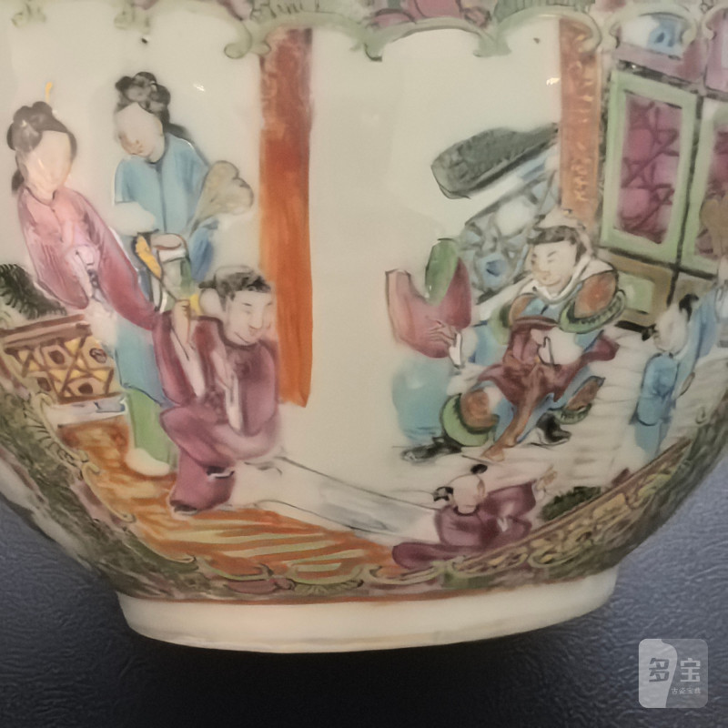 清晚期 广彩开窗人物元宝型大碗 - 图10